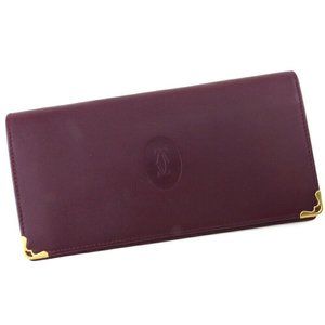 Cartier long pills masteline Bordeaux leather Wallet Authentic
